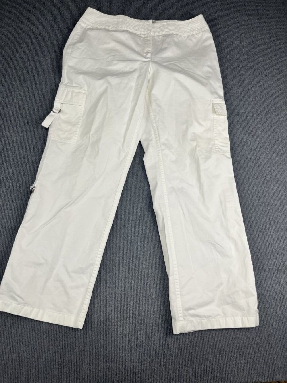 Liz Claiborne Womens White Cargo Pants 14 Straight Leg